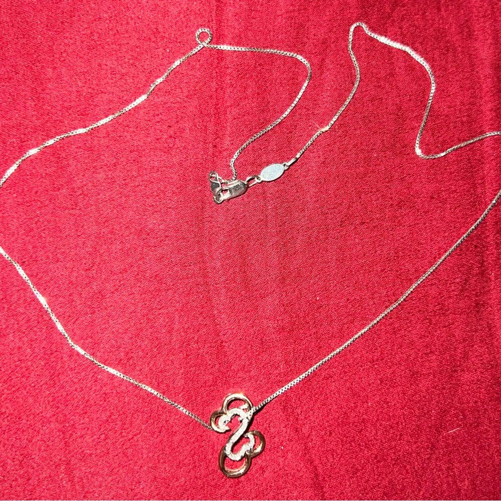 Jane Seymour Open Heart SS Diamond 14k Rose Gold KAY JEWELER Necklace 18"
